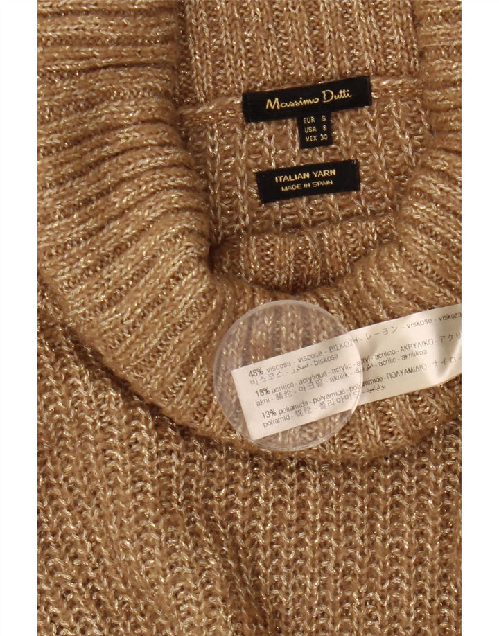Suéter feminino Massimo Dutti com gola redonda Reino Unido 10 pequeno bege manchado
