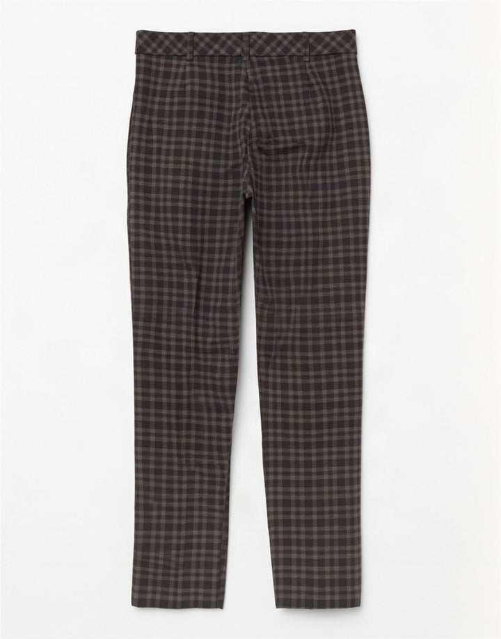 Calça casual feminina Marks & Spencer Reino Unido 12 médio W30 L29 xadrez marrom