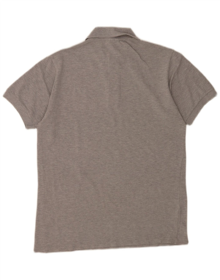 Camisa polo masculina Lacoste tamanho 3 pequeno algodão manchado cinza
