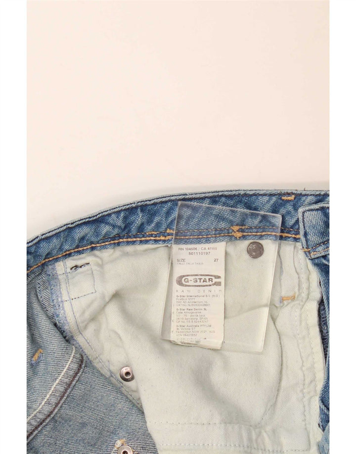 Calça jeans reta feminina G-Star desgastada W27 L27 algodão azul