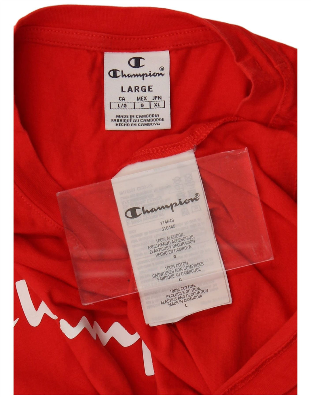 Camiseta feminina CHAMPION com estampa gráfica UK 16 grande algodão vermelho