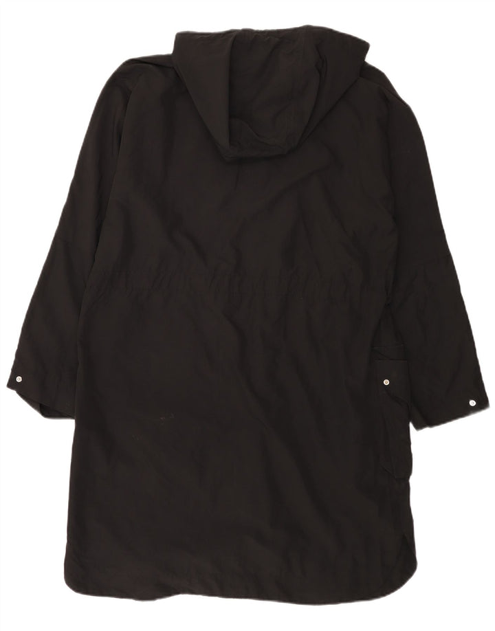 Capa de chuva feminina com capuz solto Zara UK 14 poliéster preto médio