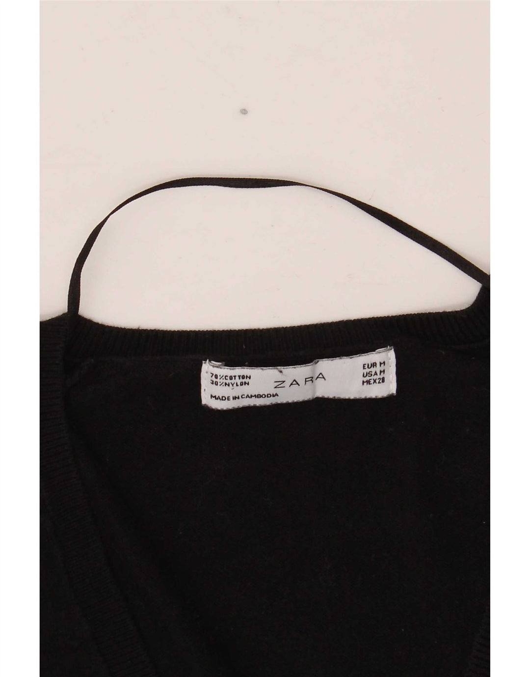 Suéter feminino Zara com decote em V Reino Unido 14 algodão preto médio