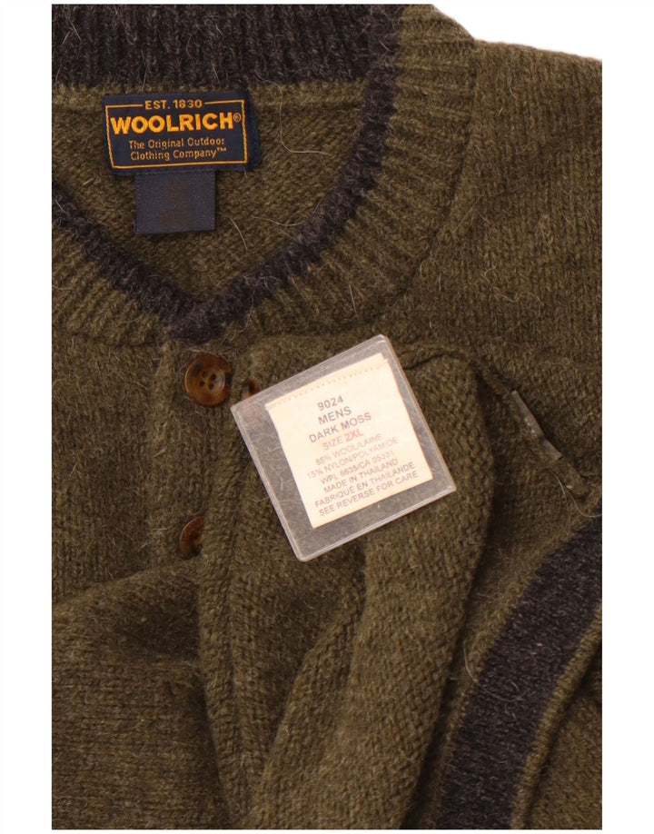 Suéter masculino WOOLRICH com gola e botão 2XL de lã cáqui
