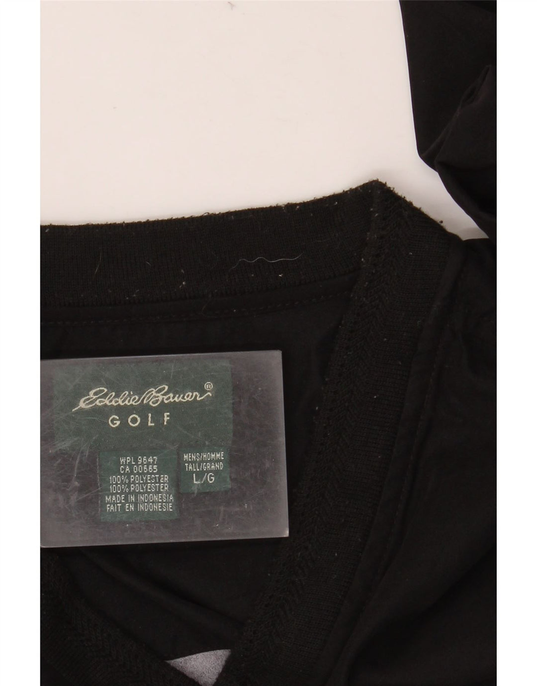 EDDIE BAUER Mens Loose Fit Top Manga Longa Grande Poliéster Preto