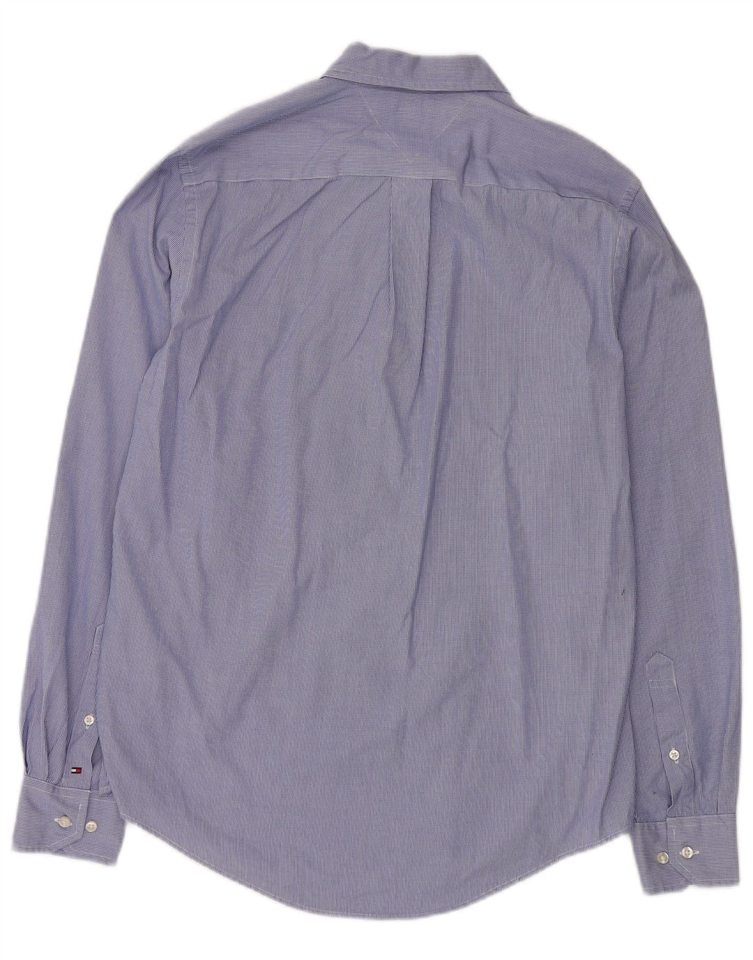 Camisa Tommy Hilfiger Masculina Custom Fit Pequena Azul Houndstooth Algodão Clássica