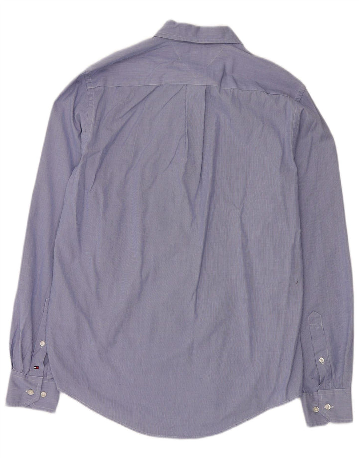 Camisa Tommy Hilfiger Masculina Custom Fit Pequena Azul Houndstooth Algodão Clássica