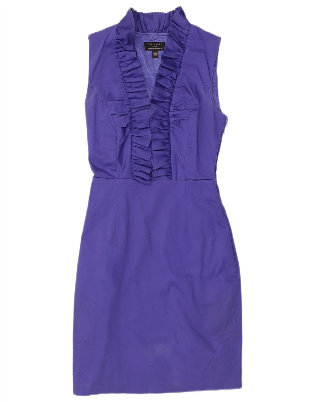 Vestido feminino TED BAKER com bainha sem mangas, tamanho 1, pequeno, roxo, algodão