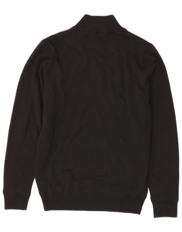 Suéter masculino Calvin Klein com zíper e gola pequena de algodão preto