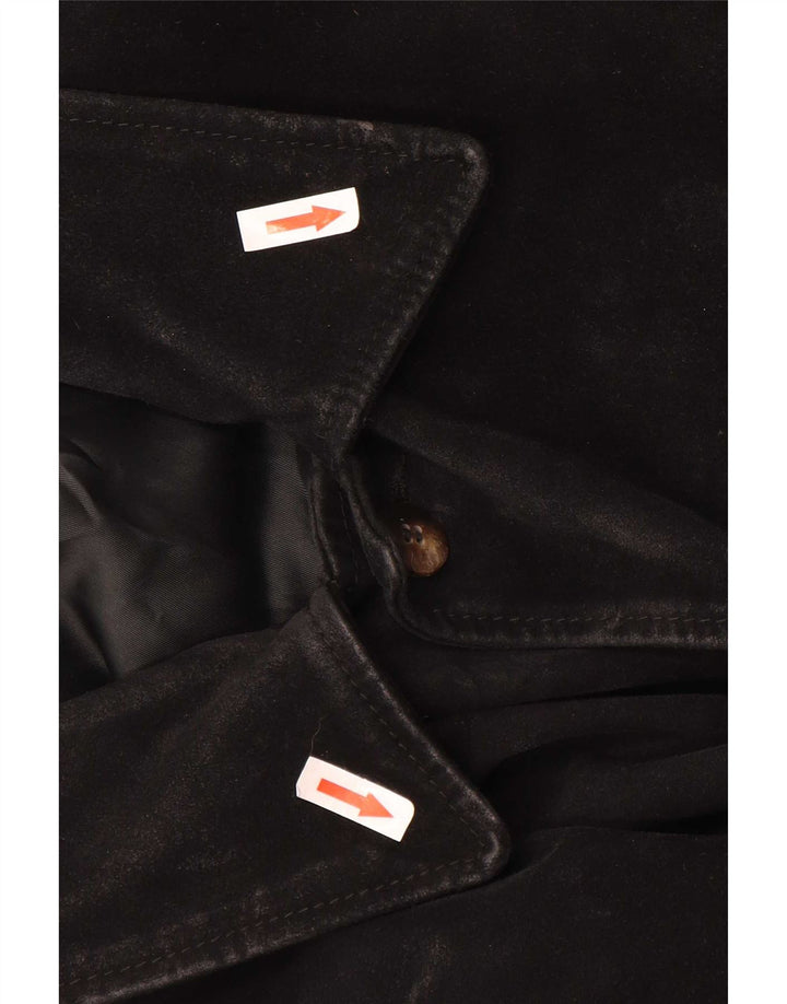 Jaqueta masculina Sisley de camurça UK 38 couro preto médio