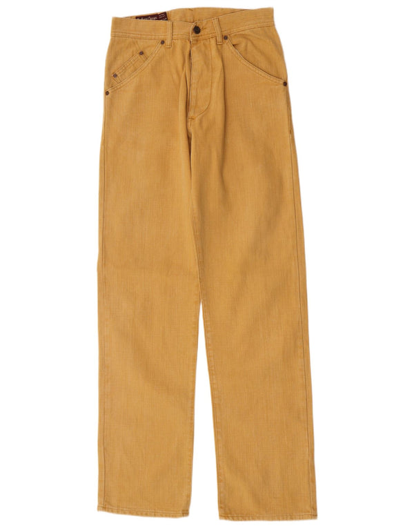 Calça feminina reta casual Marlboro Classics W29 L34 algodão amarelo