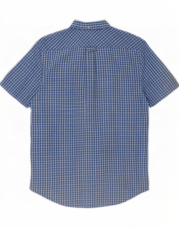 Camisa masculina de manga curta Ben Sherman de algodão xadrez azul médio