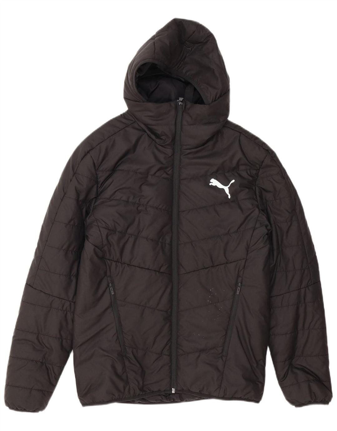 Jaqueta masculina acolchoada com capuz gráfico Puma UK 36 poliéster preto pequeno