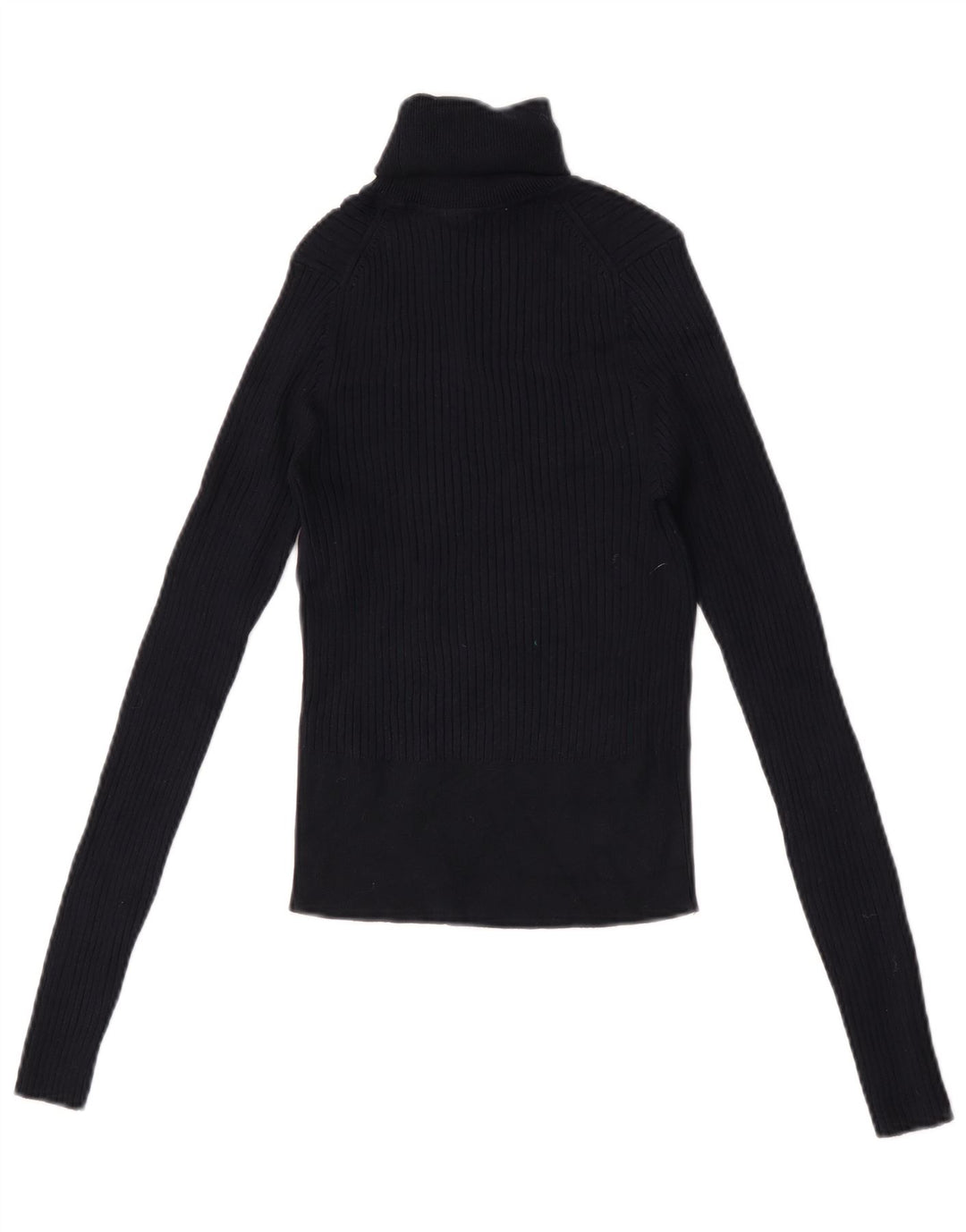 Zara Top curto feminino manga comprida UK 12 médio azul marinho viscose