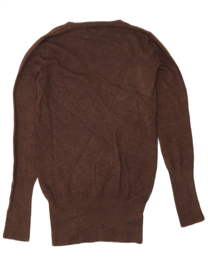 Suéter feminino Zara com decote em V Reino Unido 12 médio marrom rayon