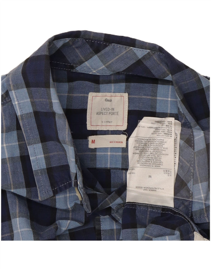 Camisa masculina GAP de algodão xadrez azul marinho médio