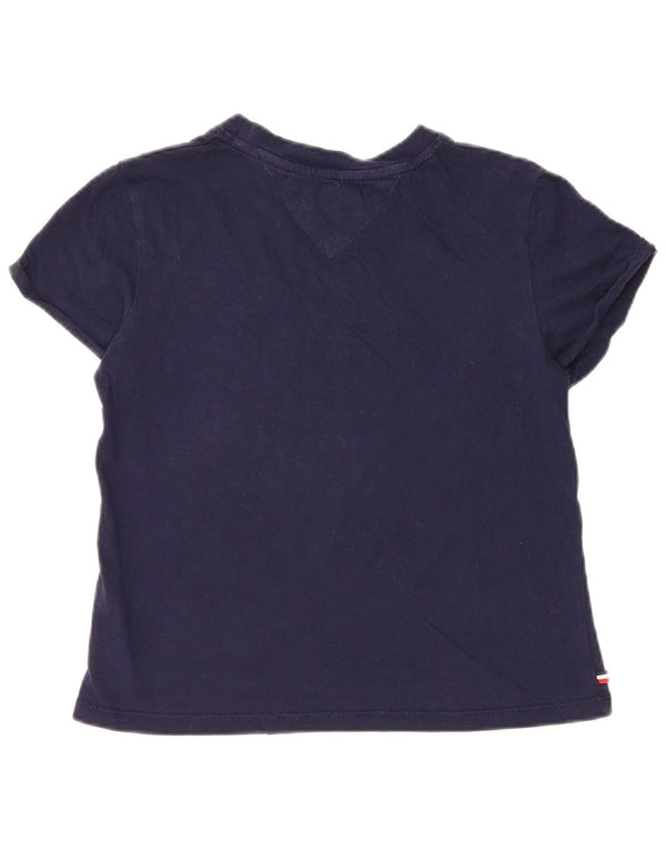 Camiseta feminina TOMMY HILFIGER grande tamanho UK 2 2XS algodão azul marinho
