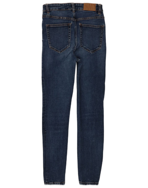 Zara Jeans skinny feminino de cintura alta UE 38 pequeno W28 L27 algodão azul