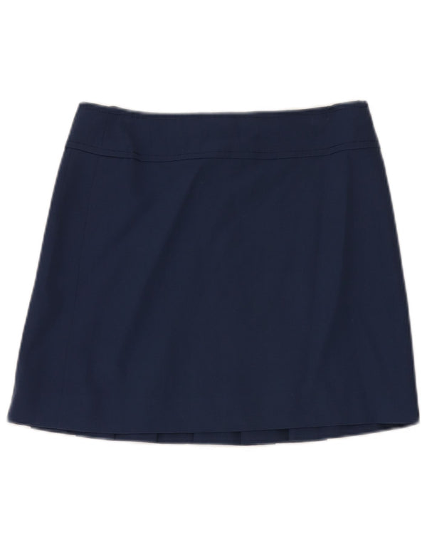 Mini saia plissada feminina vintage W30 azul marinho médio