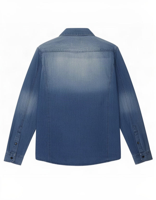 Camisa jeans masculina Jules Acid Wash Slim Fit grande algodão azul