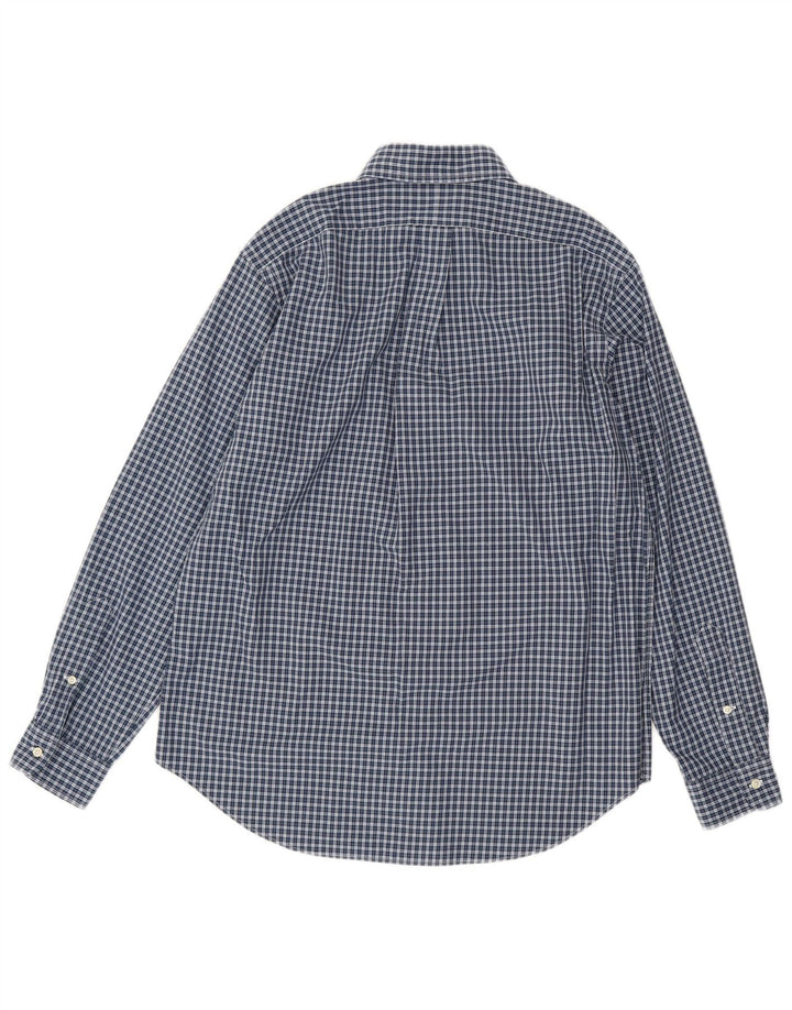 Ralph Lauren Camisa masculina clássica de ajuste médio azul marinho algodão xadrez