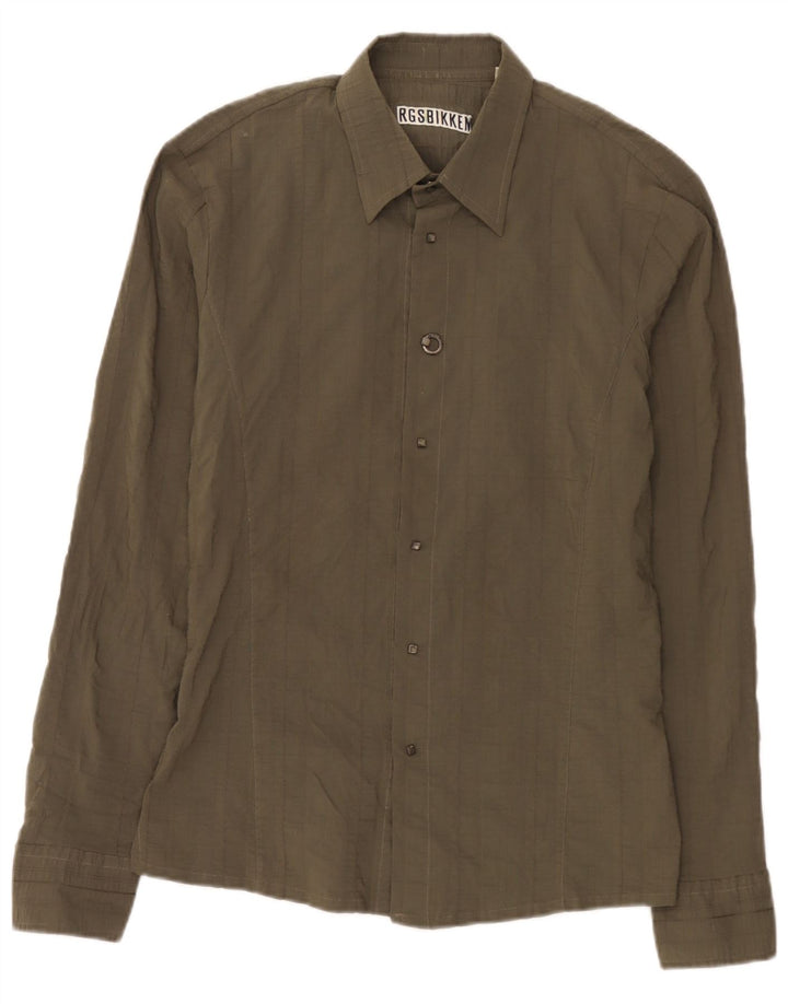 Camisa masculina Bikkembergs grande poliéster cáqui