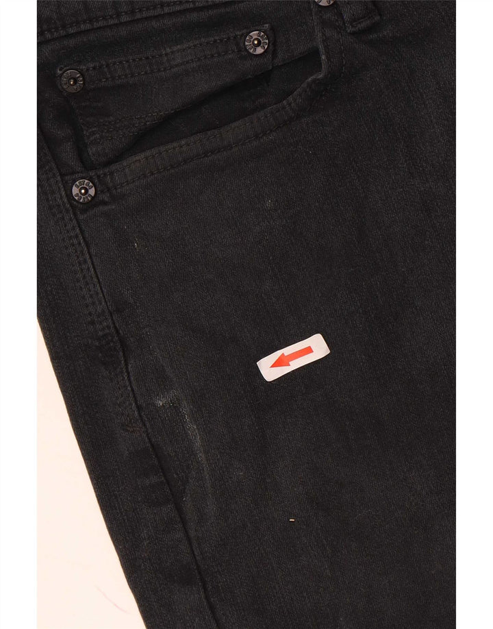 Jeans justos femininos Marks & Spencer W32 L30 algodão preto