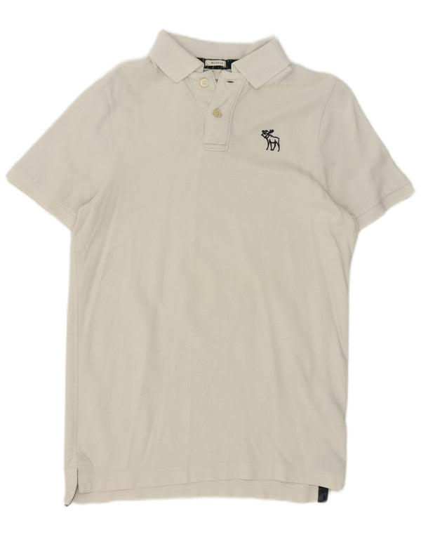 Camisa polo masculina Abercrombie & Fitch de algodão branco médio