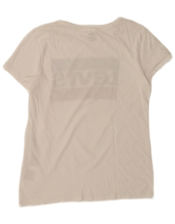 Camiseta feminina gráfica Levi's UK 6 XS algodão branco