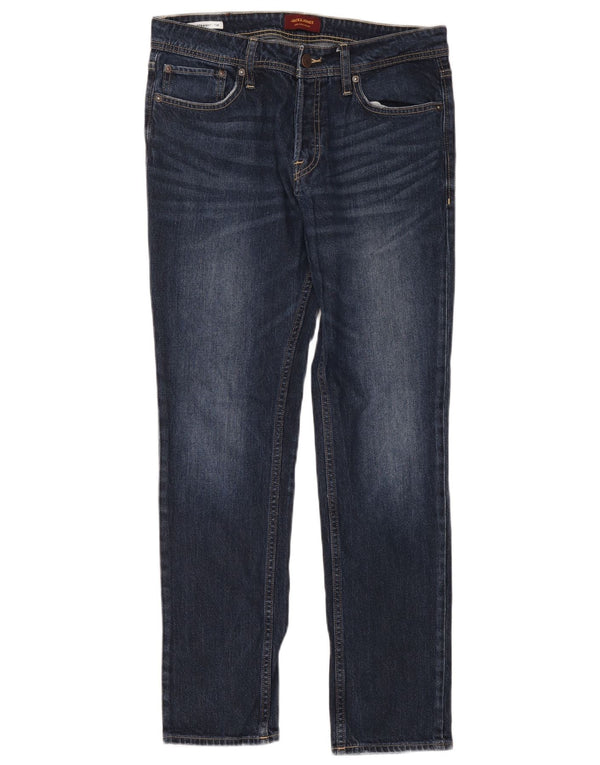 Jack & Jones Masculino Tim Straight Jeans W31 L32 Azul Marinho Algodão