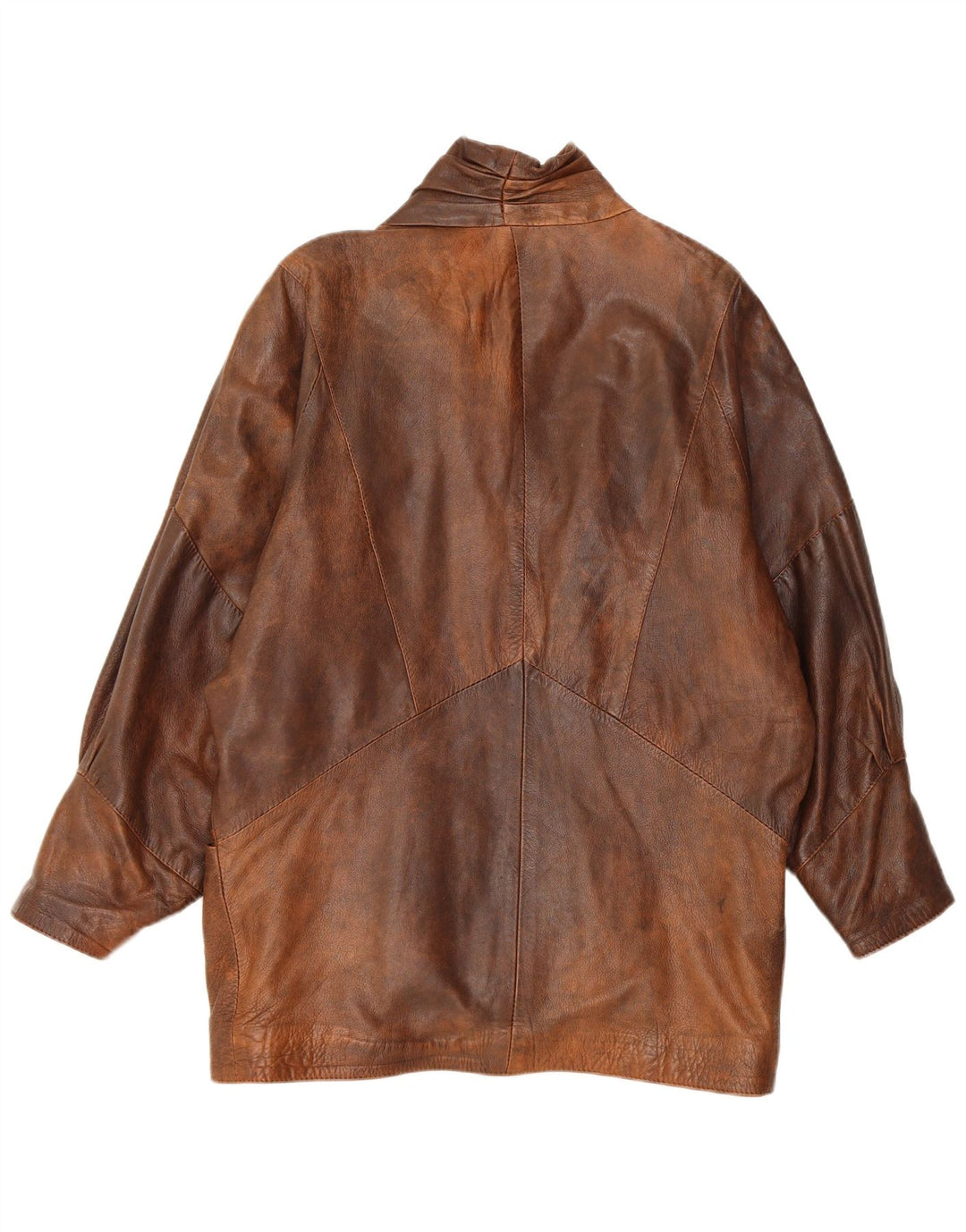 Jaqueta de couro superdimensionada feminina vintage Reino Unido 10 couro marrom pequeno