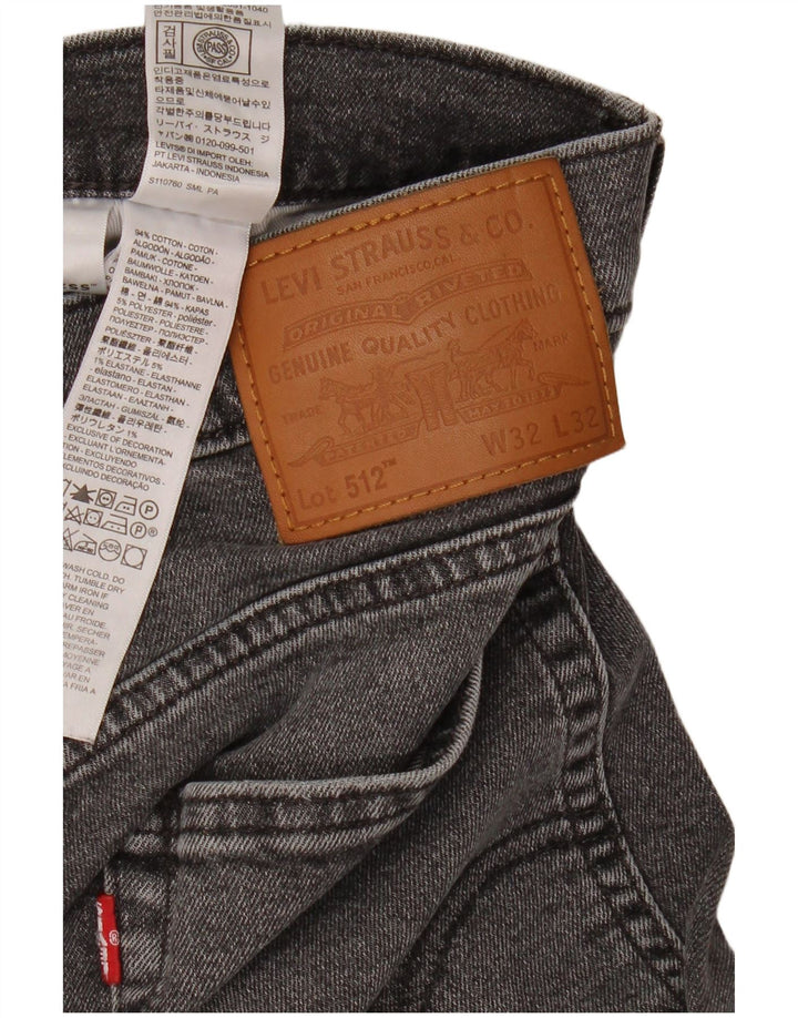 Levi's Mens 512 Distressed Slim Tapered Jeans W32 L32 Grey Cotton