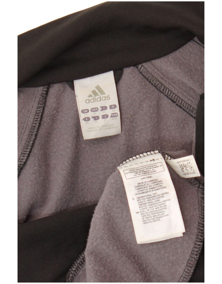 Adidas Womens Tracksuit Top Jacket UK 14 Médio Preto Poliamida