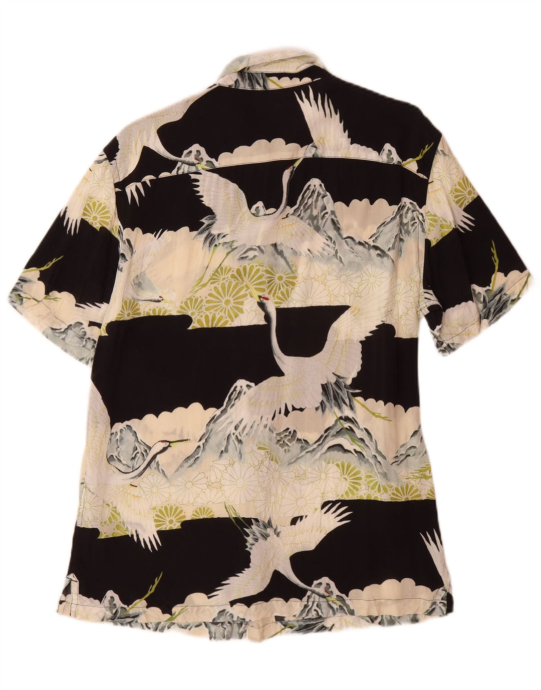 Camisa masculina All Saints com estampa abstrata de manga curta em viscose preta média