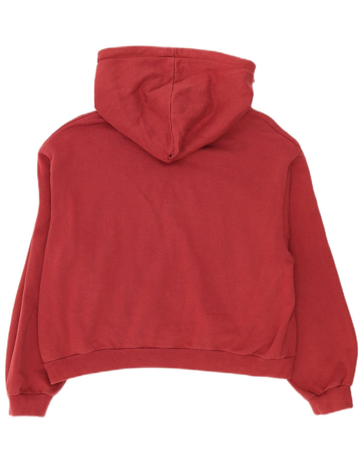 Pull & Bear feminino oversized crop gráfico moletom com capuz Reino Unido 14 médio vermelho