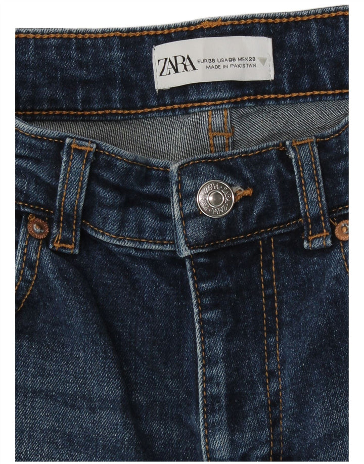 Zara Calça Jeans Feminina Crop Bootcut EU 38 Pequeno W28 L26 Azul Algodão
