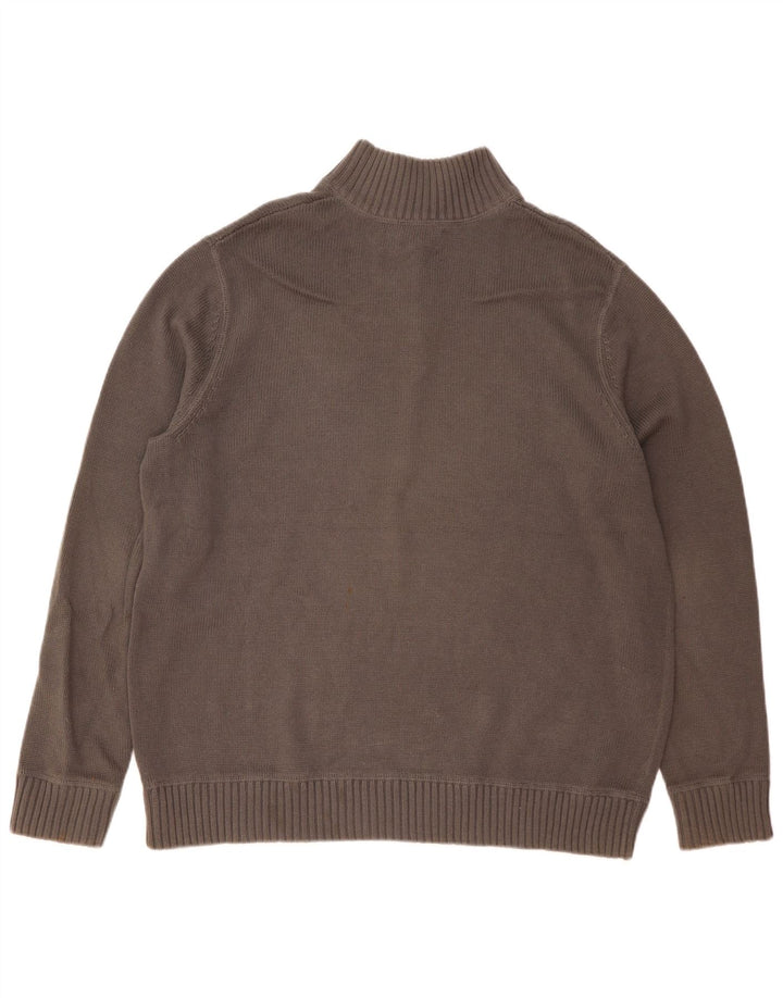 Suéter masculino EDDIE BAUER com zíper e gola XL algodão cinza
