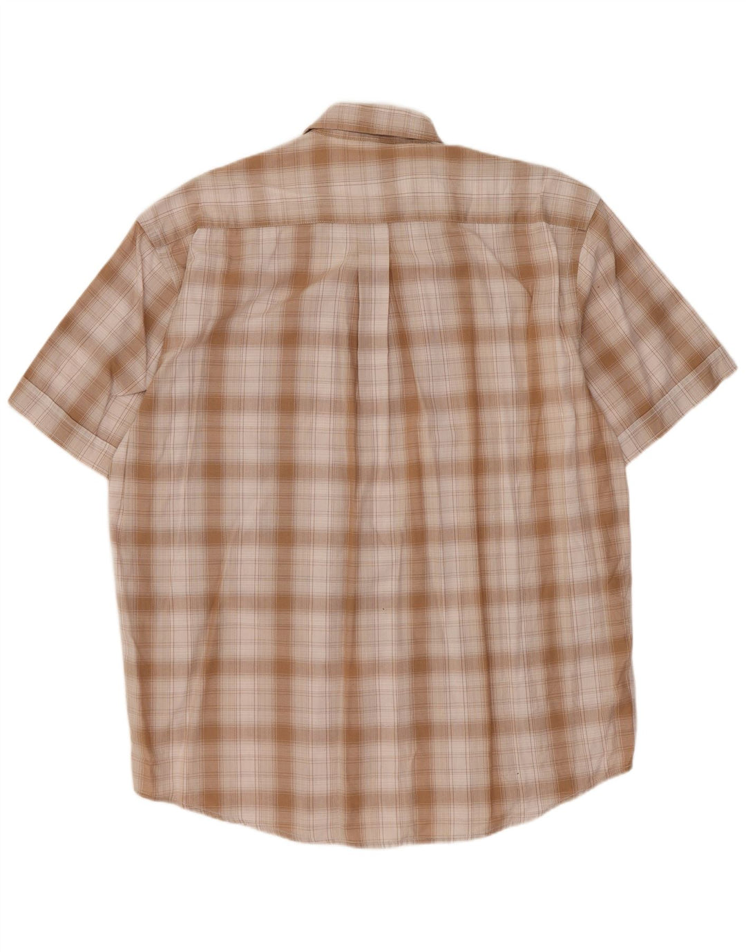 SERGIO TACCHINI Camisa masculina de manga curta grande algodão xadrez bege