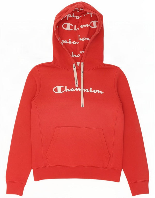 Champion Womens Graphic Hoodie Jumper UK 14 Medium Red