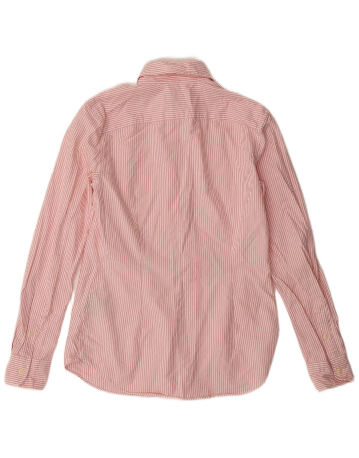 Ralph Lauren Camisa masculina personalizada de algodão listrado rosa pequeno