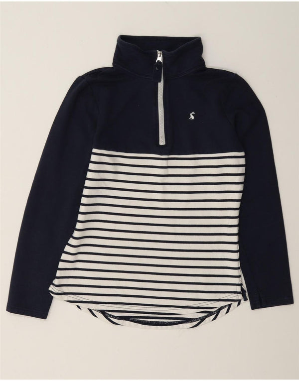 Moletom feminino Joules com zíper e gola em algodão listrado azul marinho UK 6 XS