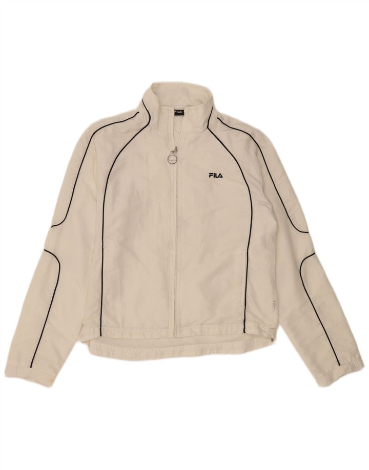 Fila Womens Tracksuit Top Jacket UK 16 Grande Poliéster Branco