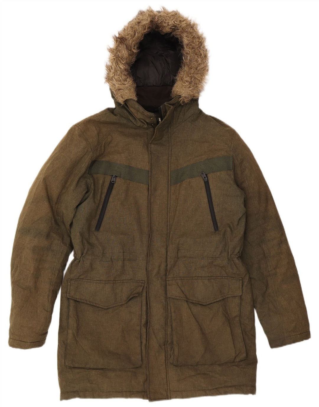 Casaco masculino acolchoado com capuz JACK & JONES UK 38 médio cáqui