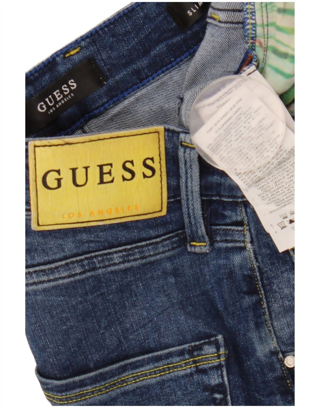 Guess Calça jeans masculina desgastada W32 L33 azul viscose