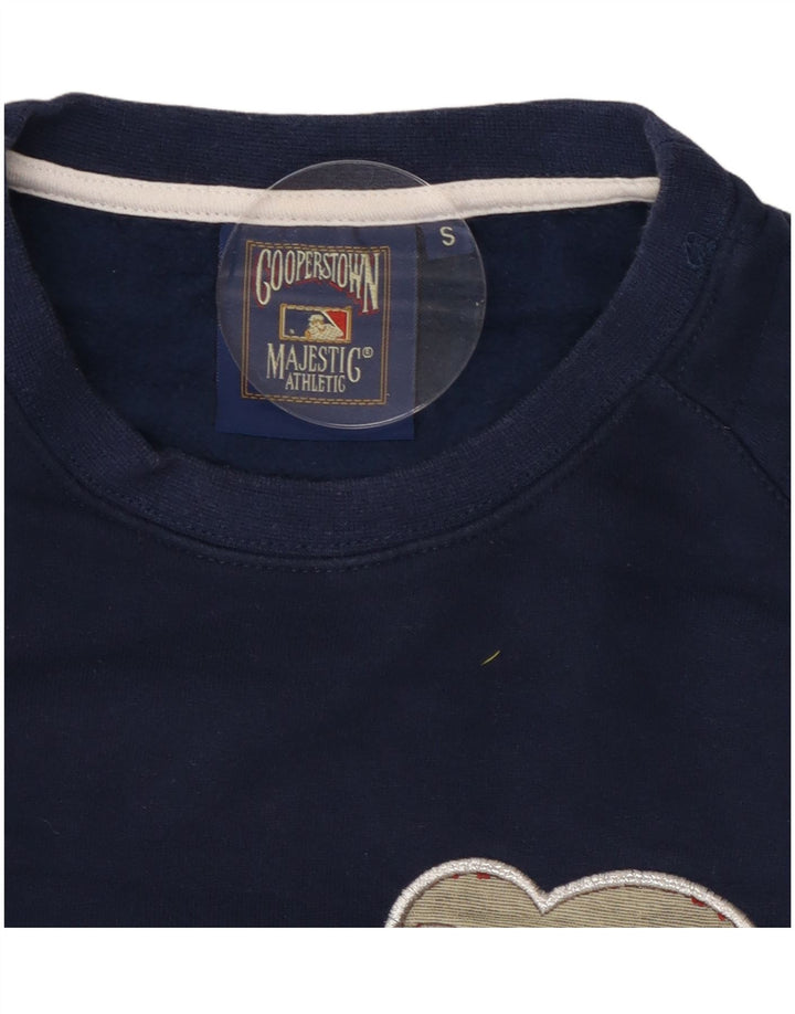 Majestic feminino gráfico moletom jumper UK 10 pequeno azul marinho