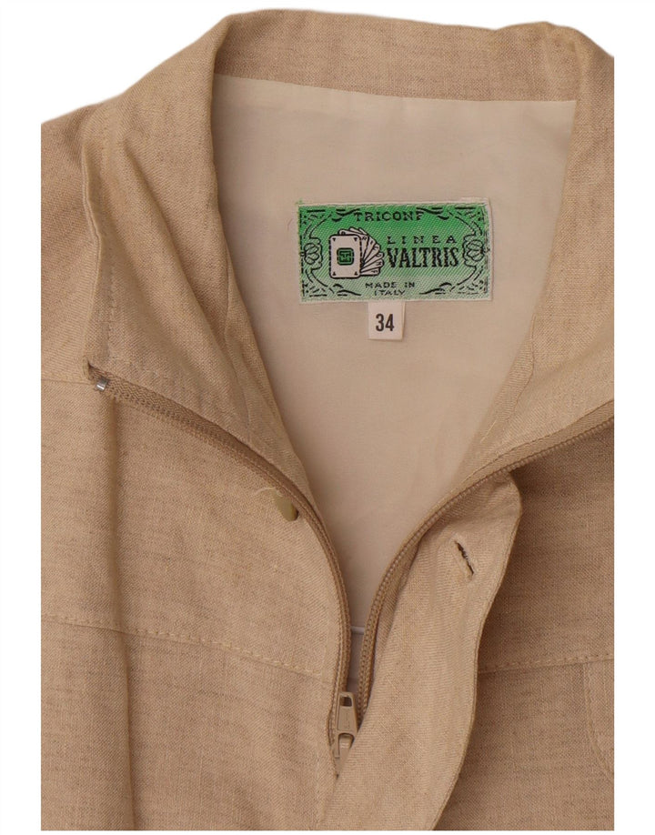 Jaqueta bomber vintage feminina de grandes dimensões IT 34 2XS linho bege