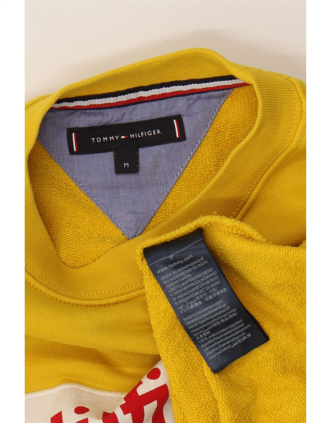 Tommy Hilfiger moletom gráfico masculino jumper médio algodão amarelo
