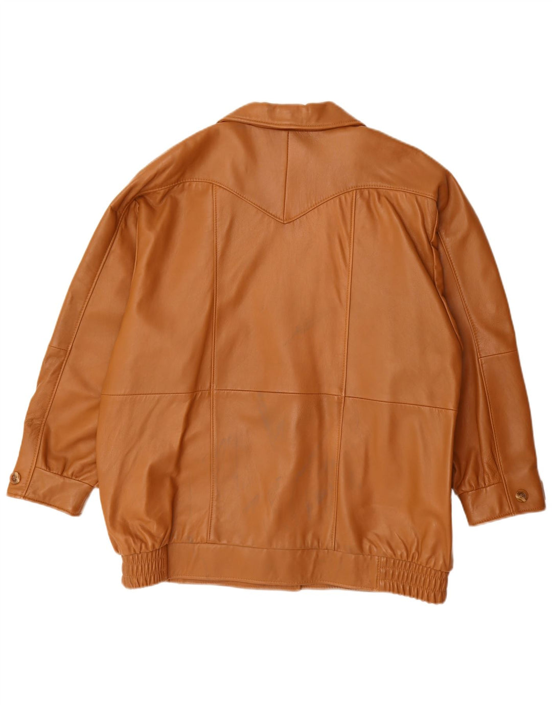 Jaqueta de couro oversized feminina vintage EU 44 XL couro marrom