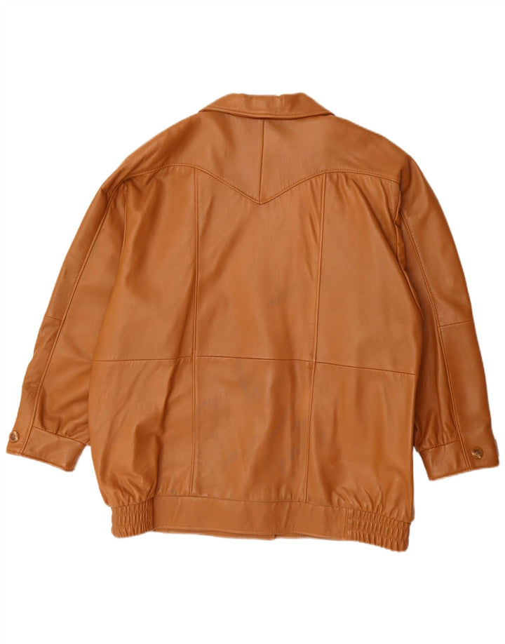 Jaqueta de couro oversized feminina vintage EU 44 XL couro marrom