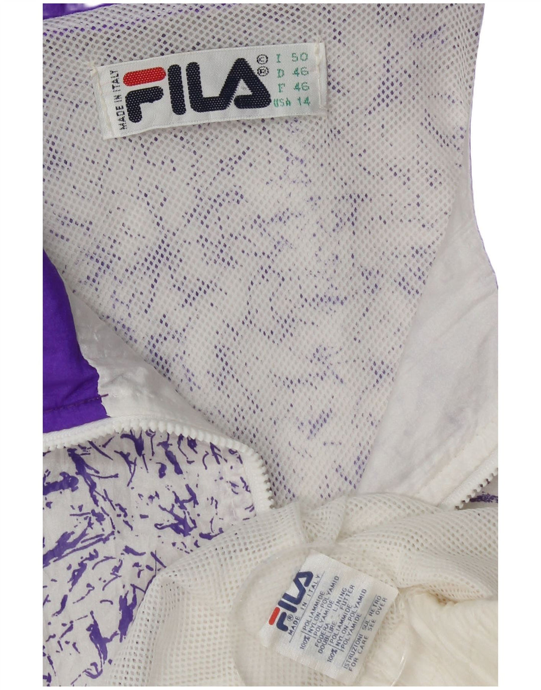 Fila Womens Tracksuit Top Jacket IT 50 XL branco manchado poliamida